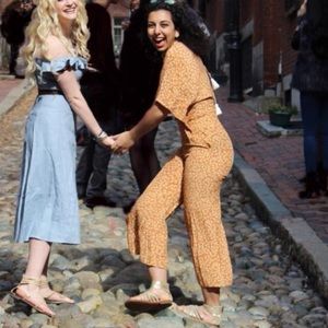 Faithfull the brand orange floral jumpsuit